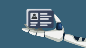 Robot hand extended offering up contact information
