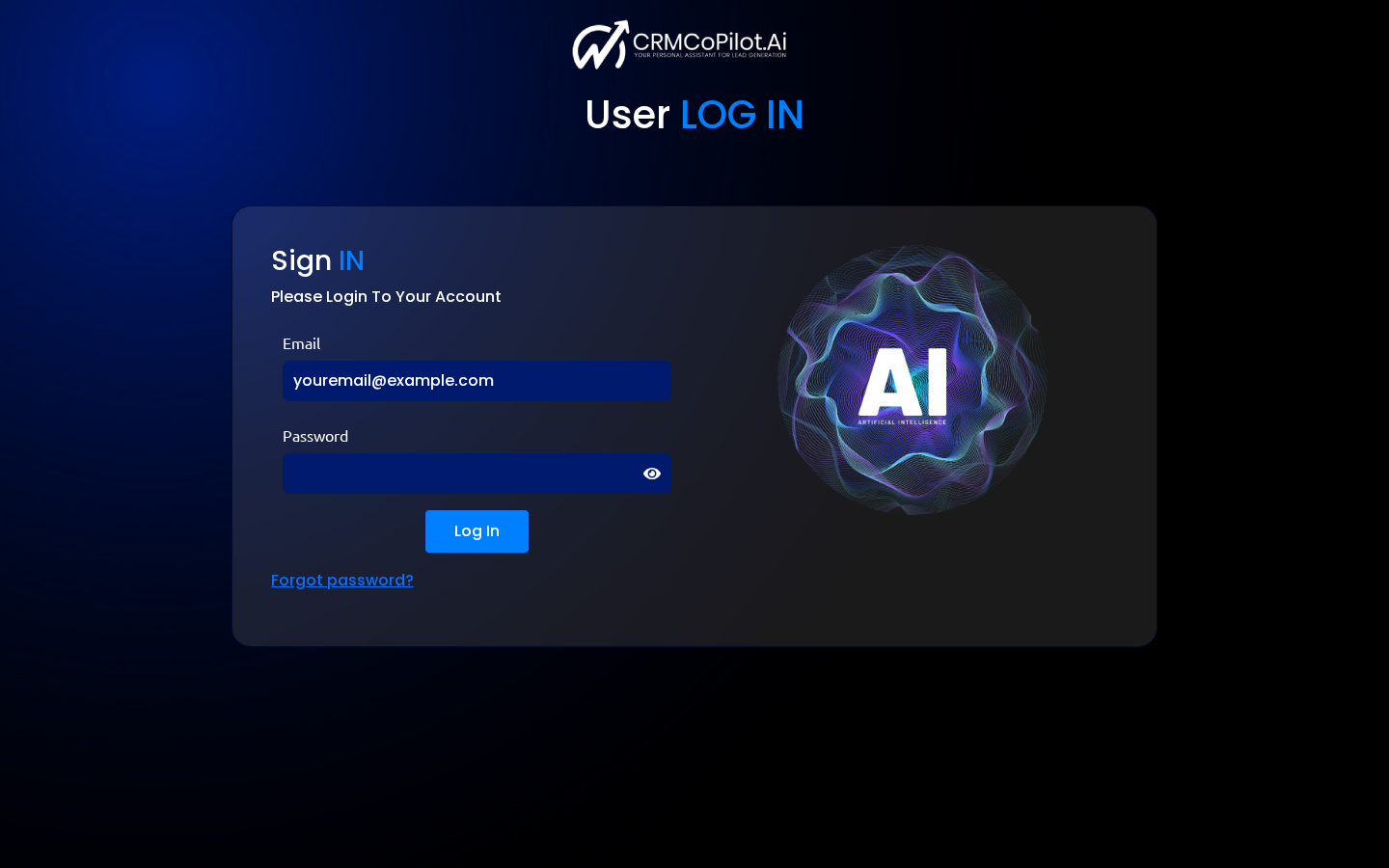 The login screen with a new Forgot password link